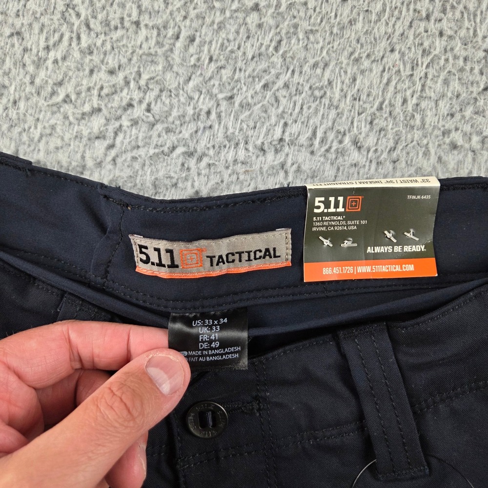 5.11 Tactical Apex Pant Men 33x34 Dark Navy Flex-Tac Straight Fit 74434 - Picture 8 of 14